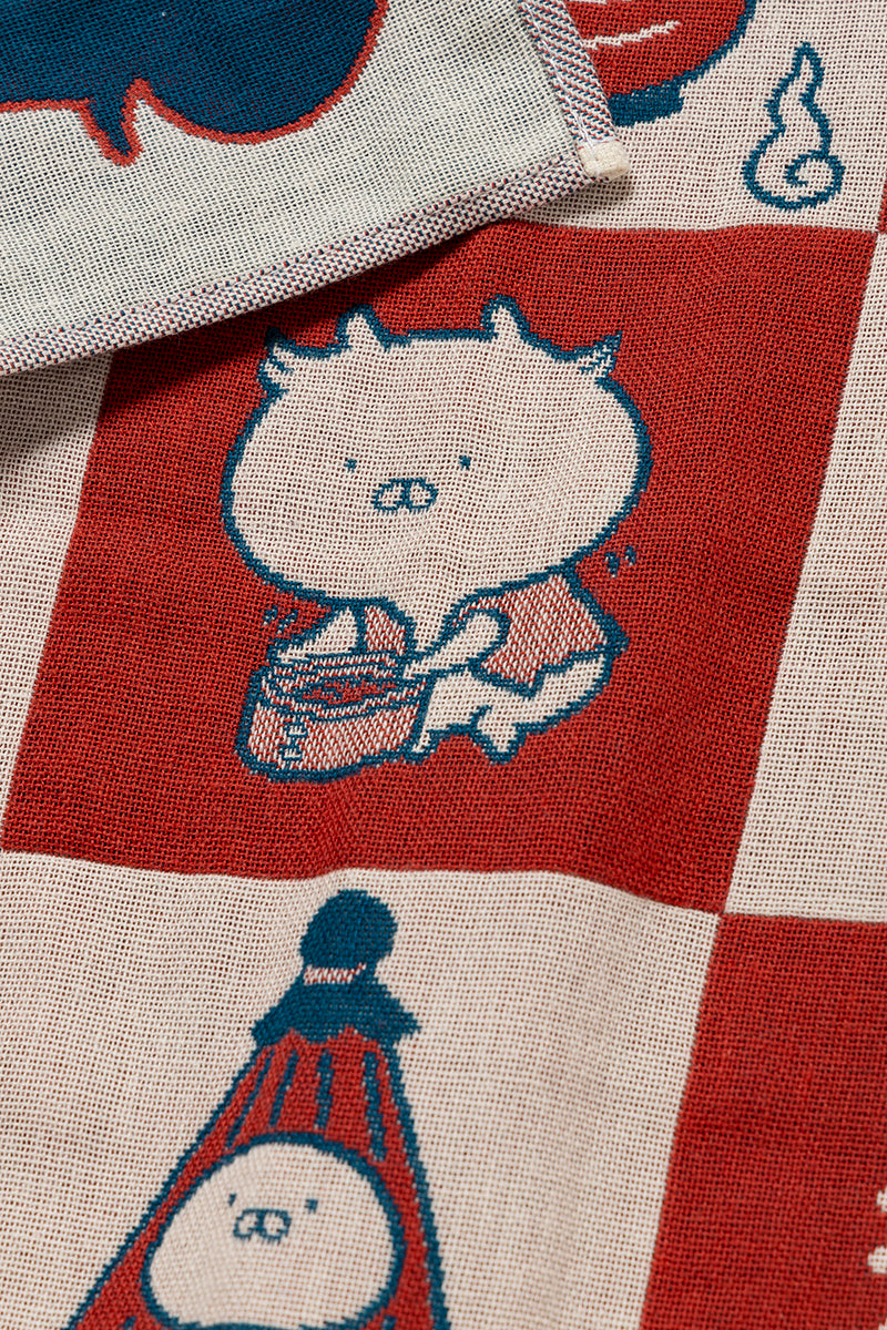 ウォッシュタオル 市松模様(妖怪屋敷) うさまる