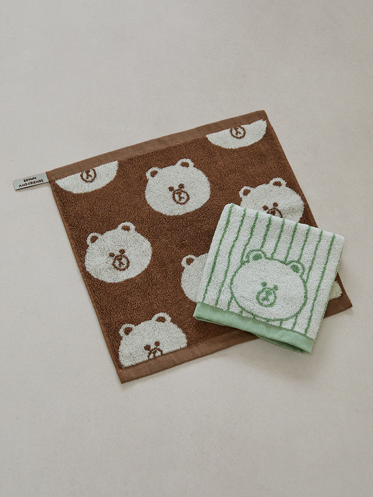 LINE FRIENDS | SONGWOL ベーシックハンドタオル2枚セット(BR/GR) ブラウン