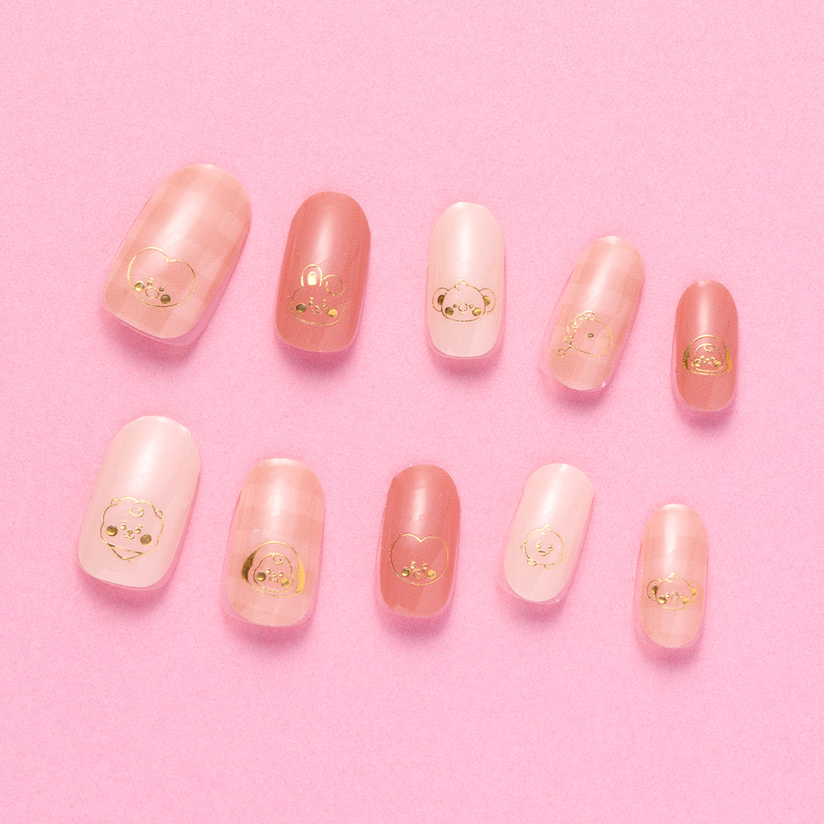 ベビー ジェルネイルシール(ピンクチェック) BT21