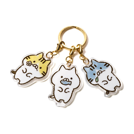 3連アクリルキーチェーン(ねこのしゅうかいじょ) ねこぺん日和