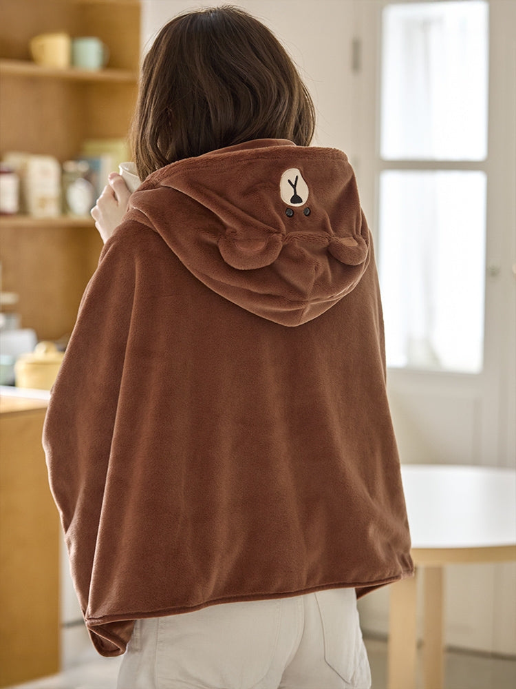 フード付きブランケット(HUG BROWN4) ブラウン