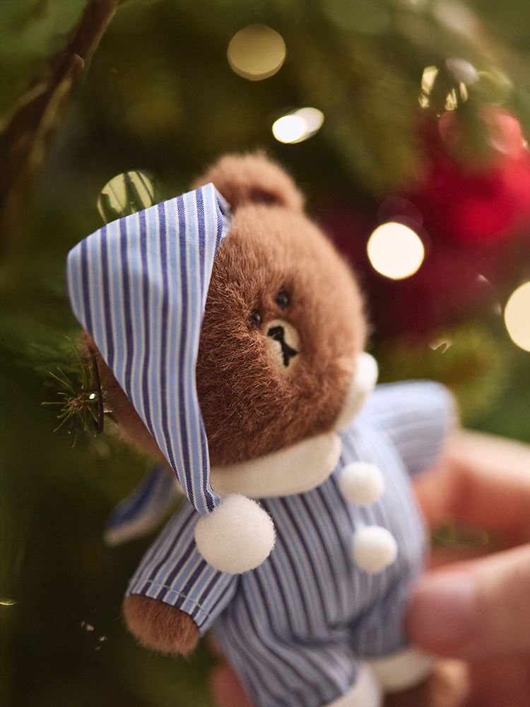 パジャマきぐるみキーリング BLUE(HUG BROWN) ブラウン