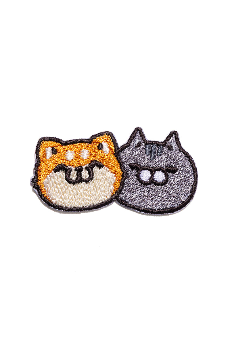 刺繍ミニワッペン フェイス ボンレス犬とボンレス猫