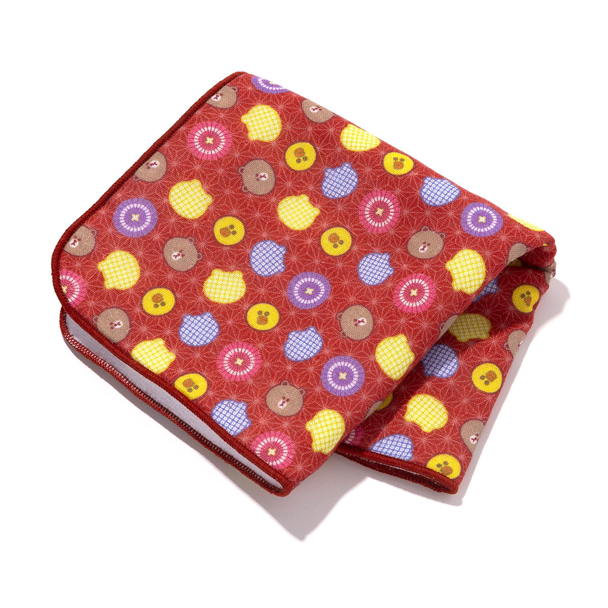 25cm角合わせタオルハンカチ(赤) LINE FRIENDS