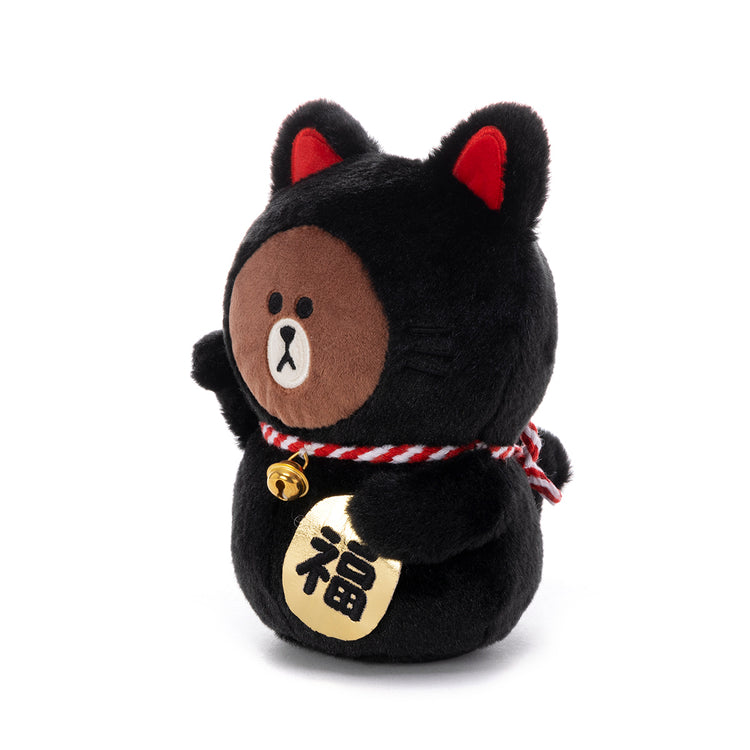 招き猫ぬいぐるみ ブラック ブラウン