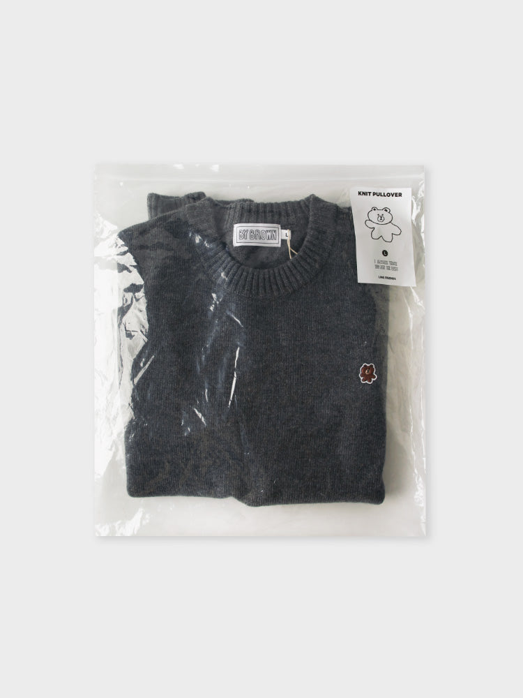 ワッペン付きセーター グレー(BY BROWN) ブラウン