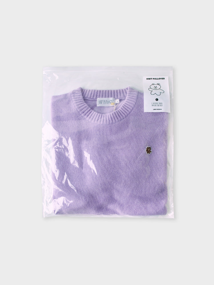 ワッペン付きセーター パープル(BY BROWN) ブラウン