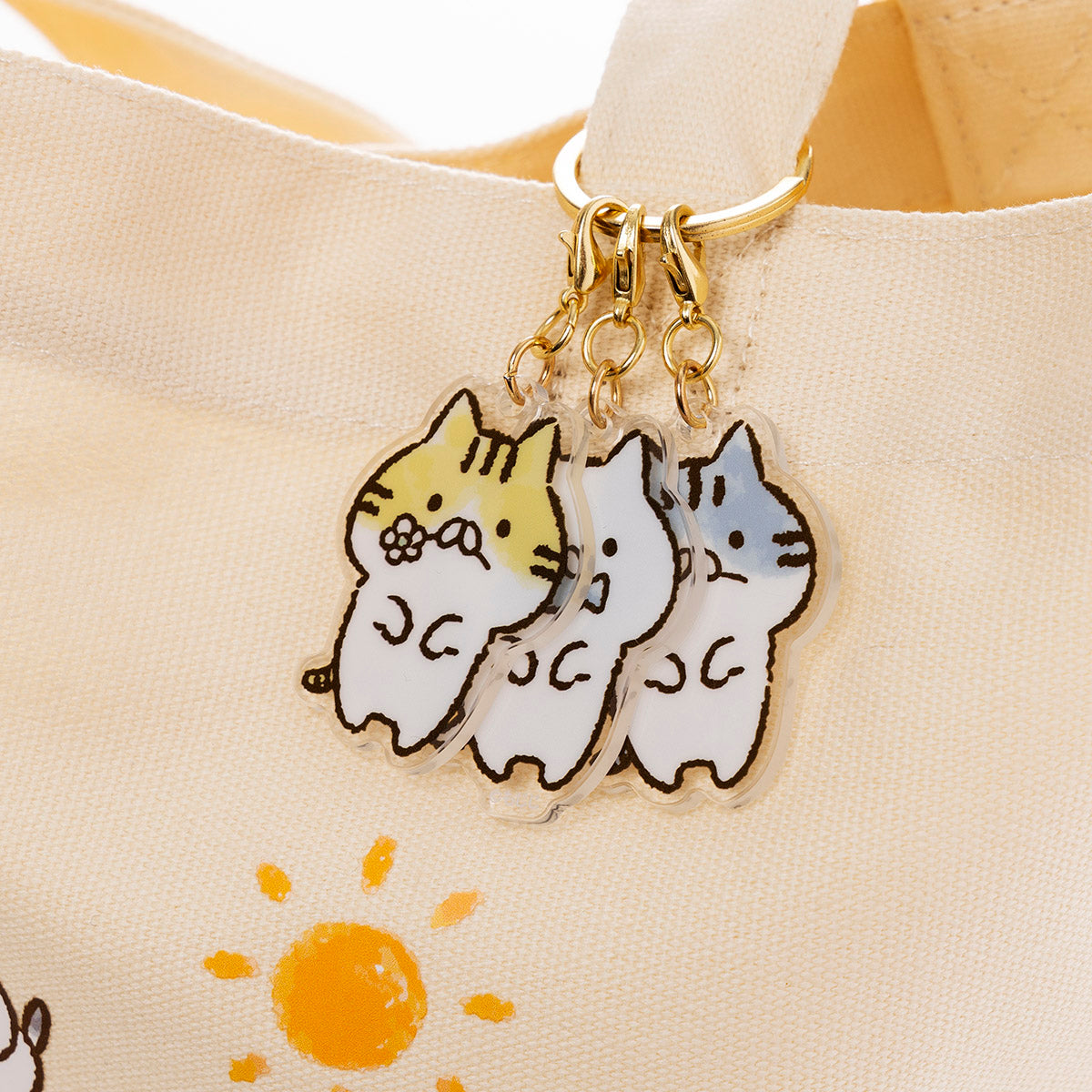 3連アクリルキーチェーン(ねこのしゅうかいじょ) ねこぺん日和