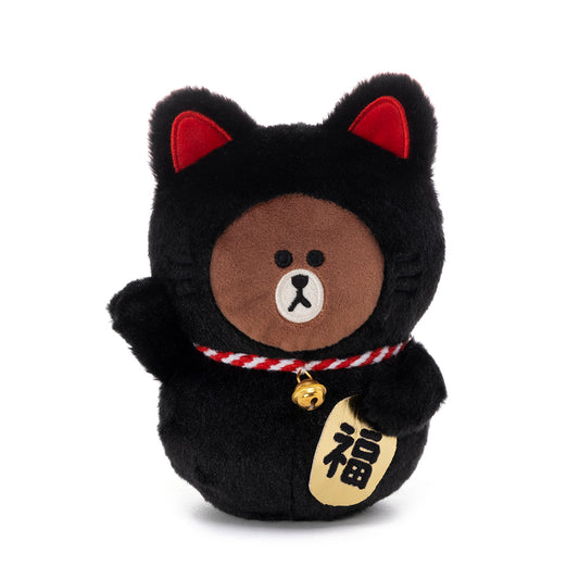 招き猫ぬいぐるみ ブラック ブラウン