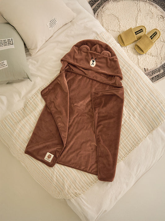 フード付きブランケット(HUG BROWN4) ブラウン