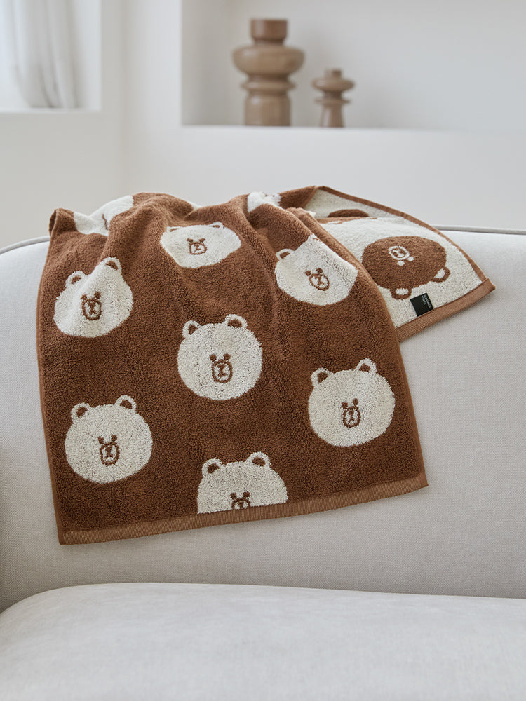 LINE FRIENDS | SONGWOL ベーシックフェイスタオル(BR) ブラウン