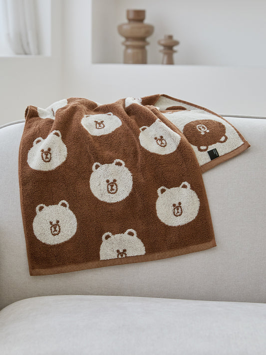 LINE FRIENDS | SONGWOL ベーシックフェイスタオル(BR) ブラウン