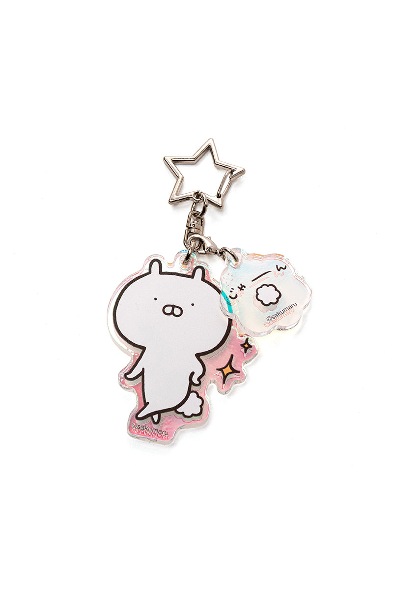 2連アクリルキーホルダー ふわふわしっぽ(なんかへん?) うさまる