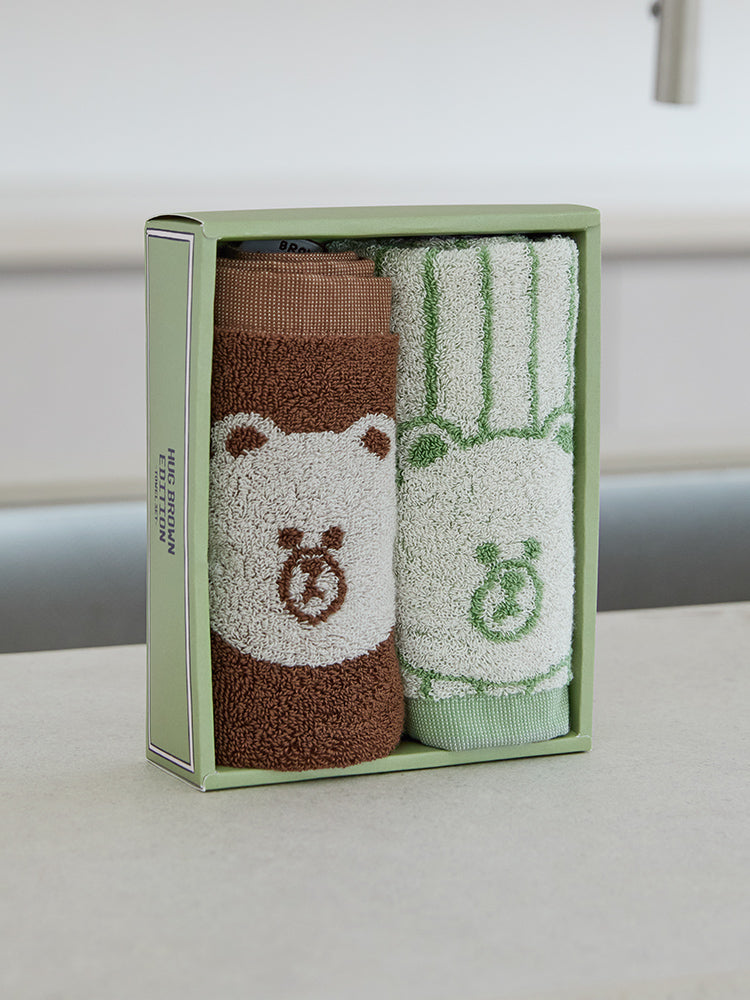 LINE FRIENDS | SONGWOL ベーシックハンドタオル2枚セット(BR/GR
