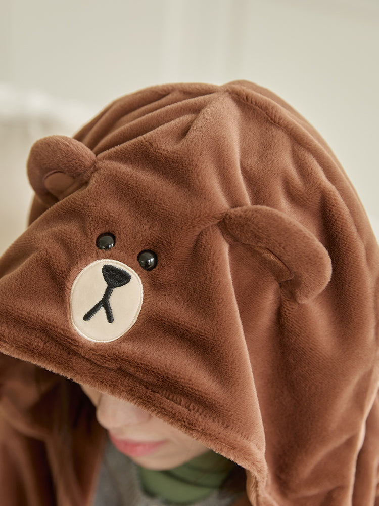 フード付きブランケット(HUG BROWN4) ブラウン