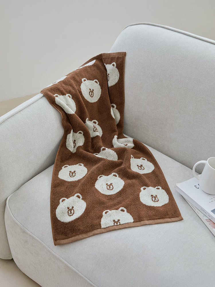 LINE FRIENDS | SONGWOL ベーシックフェイスタオル(BR) ブラウン