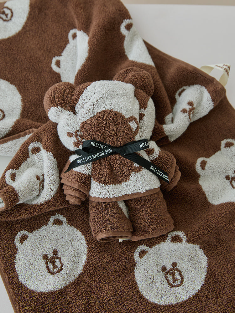 LINE FRIENDS | SONGWOL ブラウン型フェイスタオル(BR) ブラウン