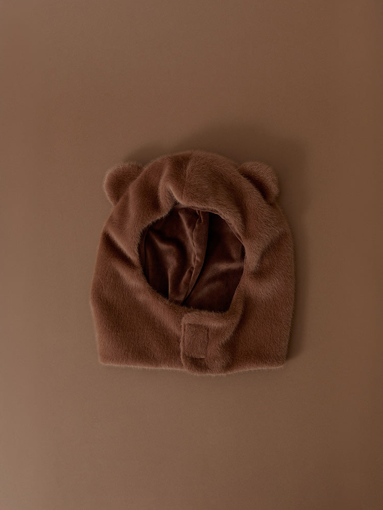 ふわもこぬいぐるみキャップ(HUG BROWN) ブラウン