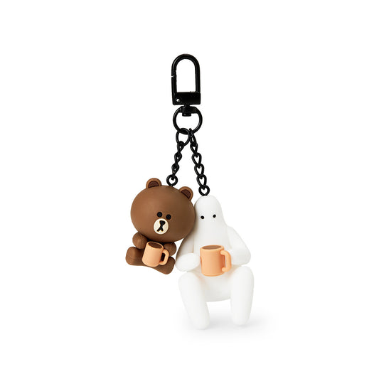 LINE FRIENDS X MR.DONOTHING キーリング ブラウン