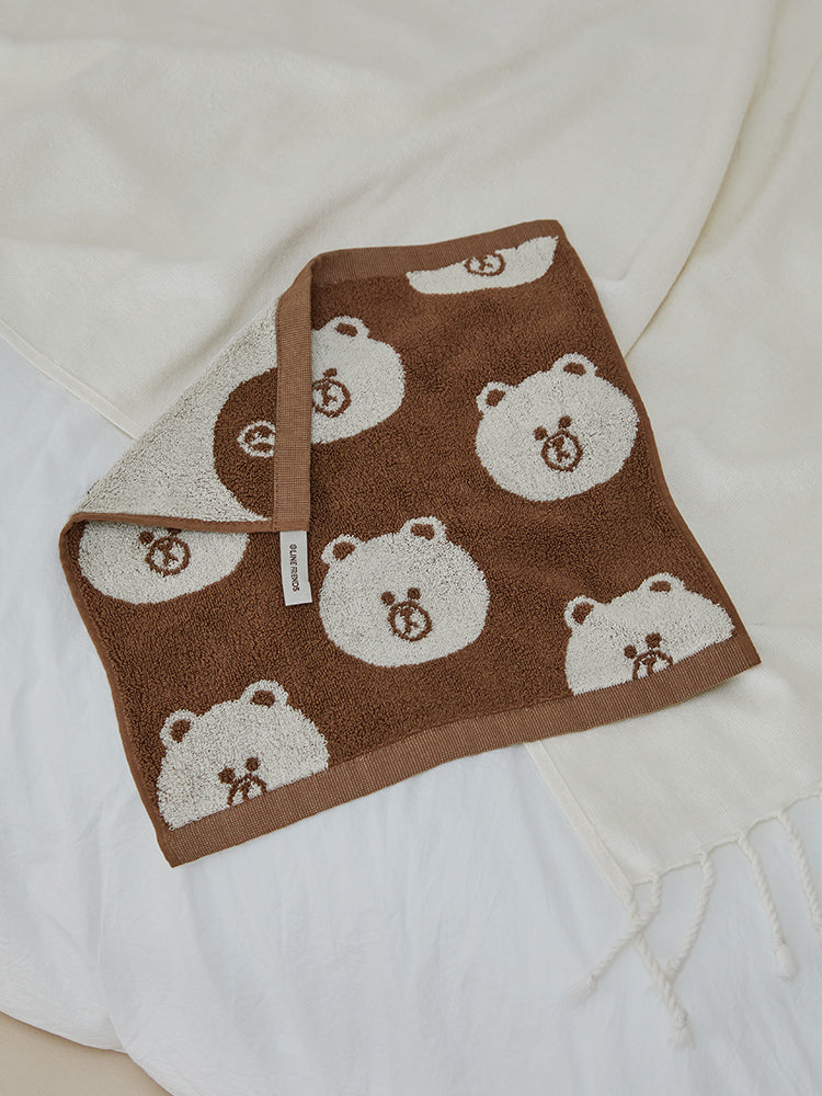 LINE FRIENDS | SONGWOL ベーシックハンドタオル3枚セット ブラウン