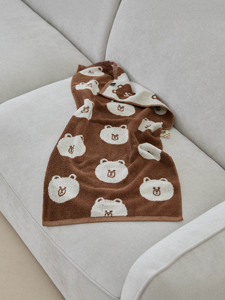 LINE FRIENDS | SONGWOL ベーシックフェイスタオル(BR) ブラウン