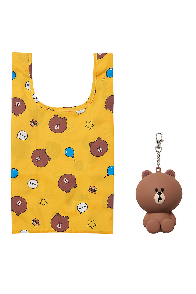 ラバーケース付エコバッグ(ソリッド) ブラウン