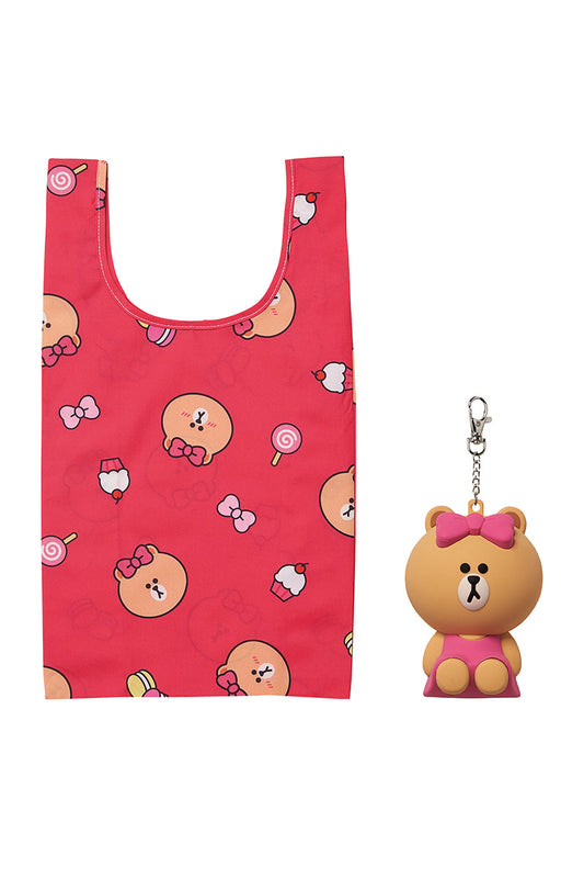 ラバーケース付エコバッグ(ソリッド) チョコ