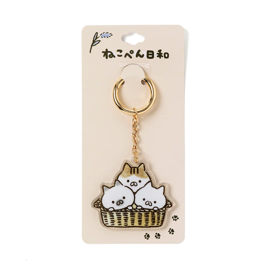 アクリルキーチェーン かご(ねこのしゅうかいじょ) ねこぺん日和