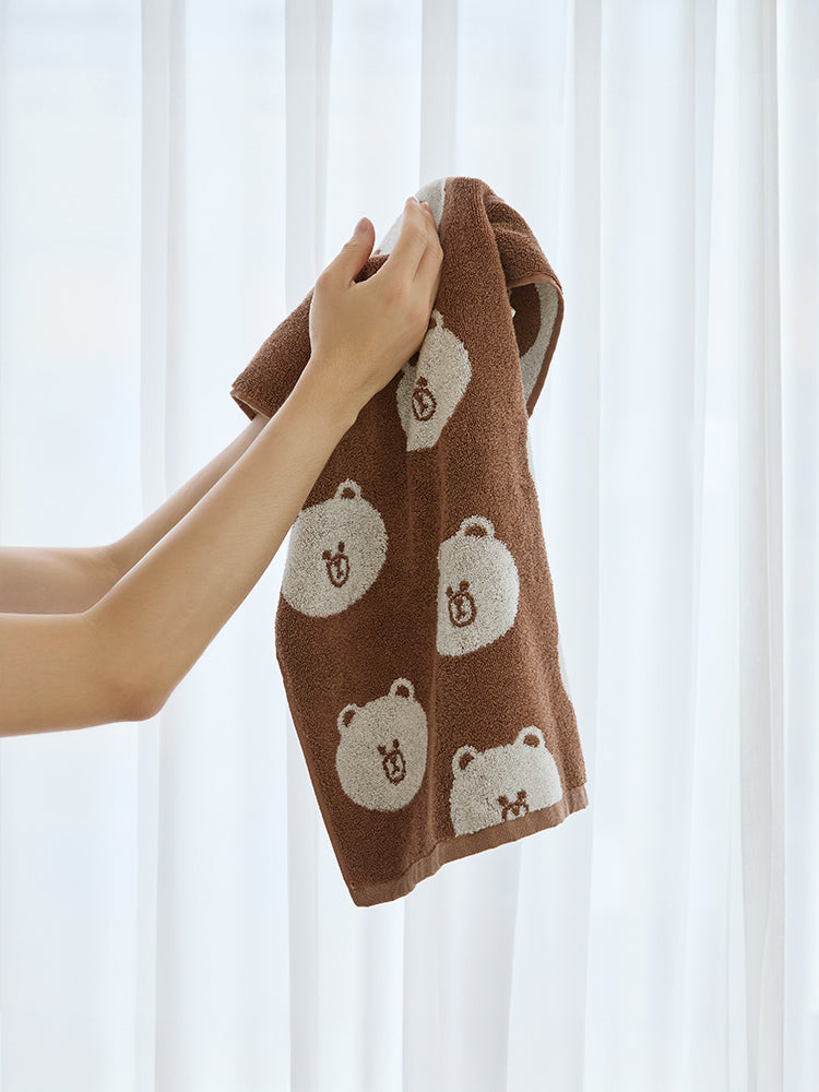 LINE FRIENDS | SONGWOL ベーシックフェイスタオル(BR) ブラウン