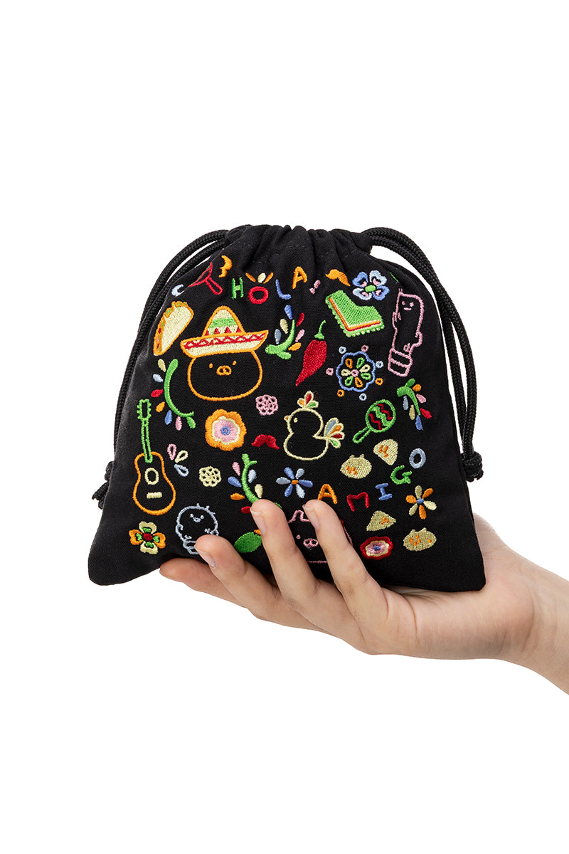 刺繍巾着(メキシカン) うさまる