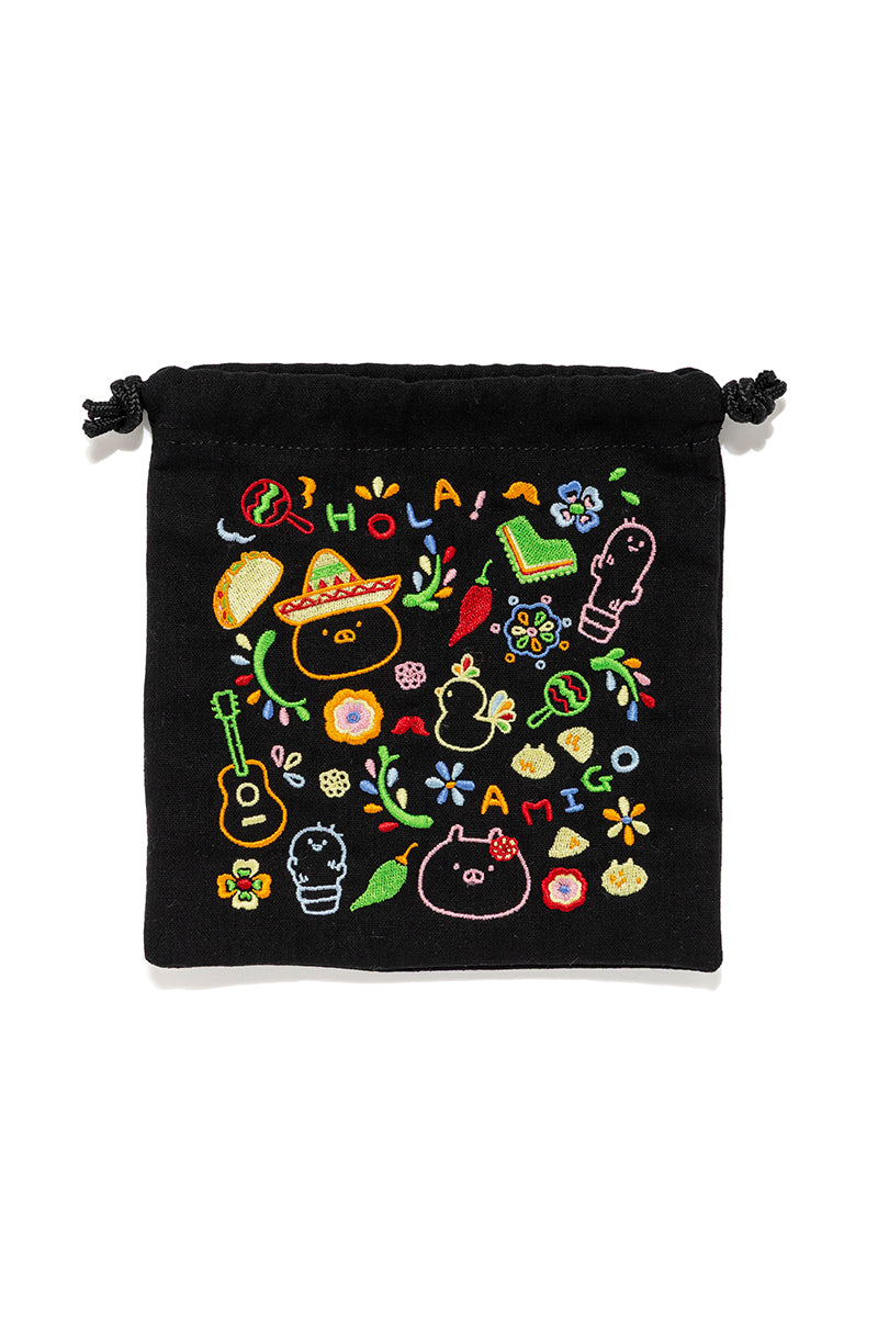 刺繍巾着(メキシカン) うさまる