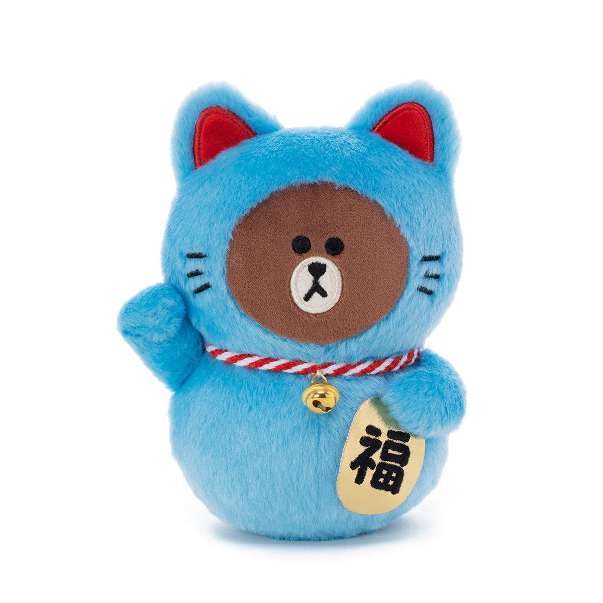 招き猫ぬいぐるみ ブルー ブラウン