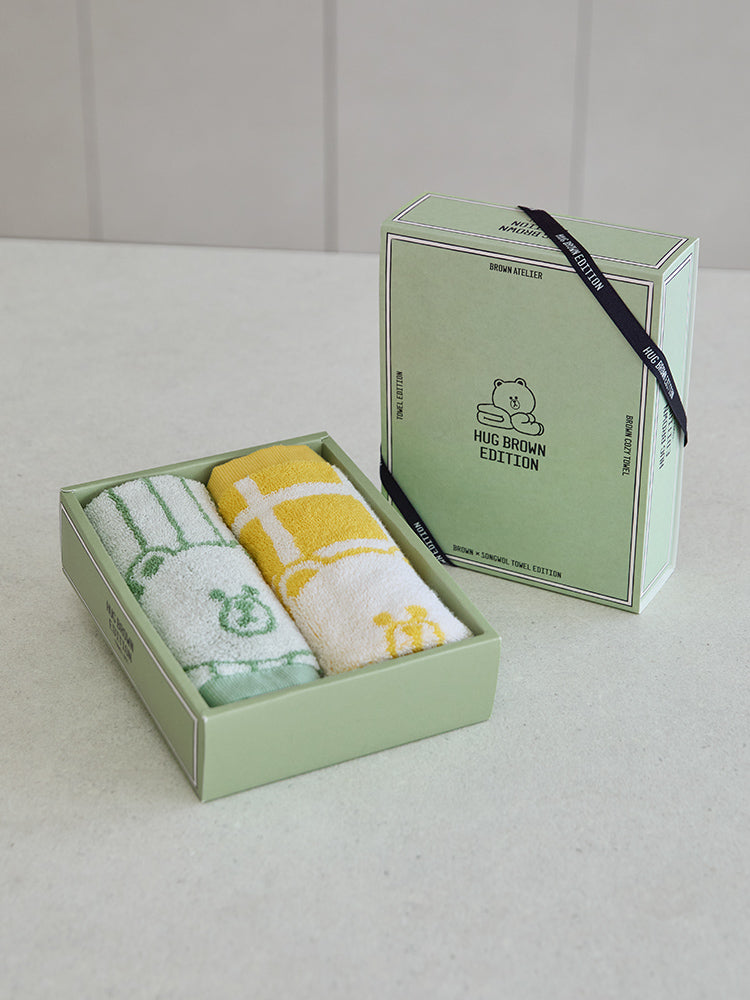 LINE FRIENDS | SONGWOL ベーシックハンドタオル2枚セット(BR/GR