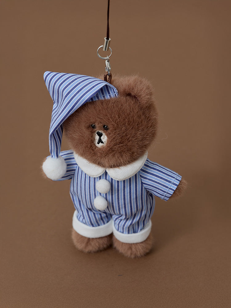 パジャマきぐるみキーリング BLUE(HUG BROWN) ブラウン