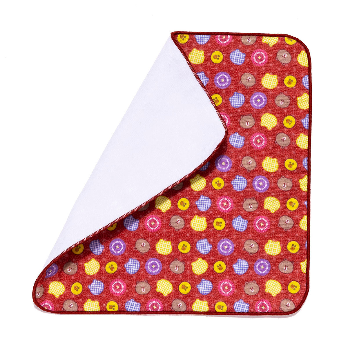 25cm角合わせタオルハンカチ(赤) LINE FRIENDS