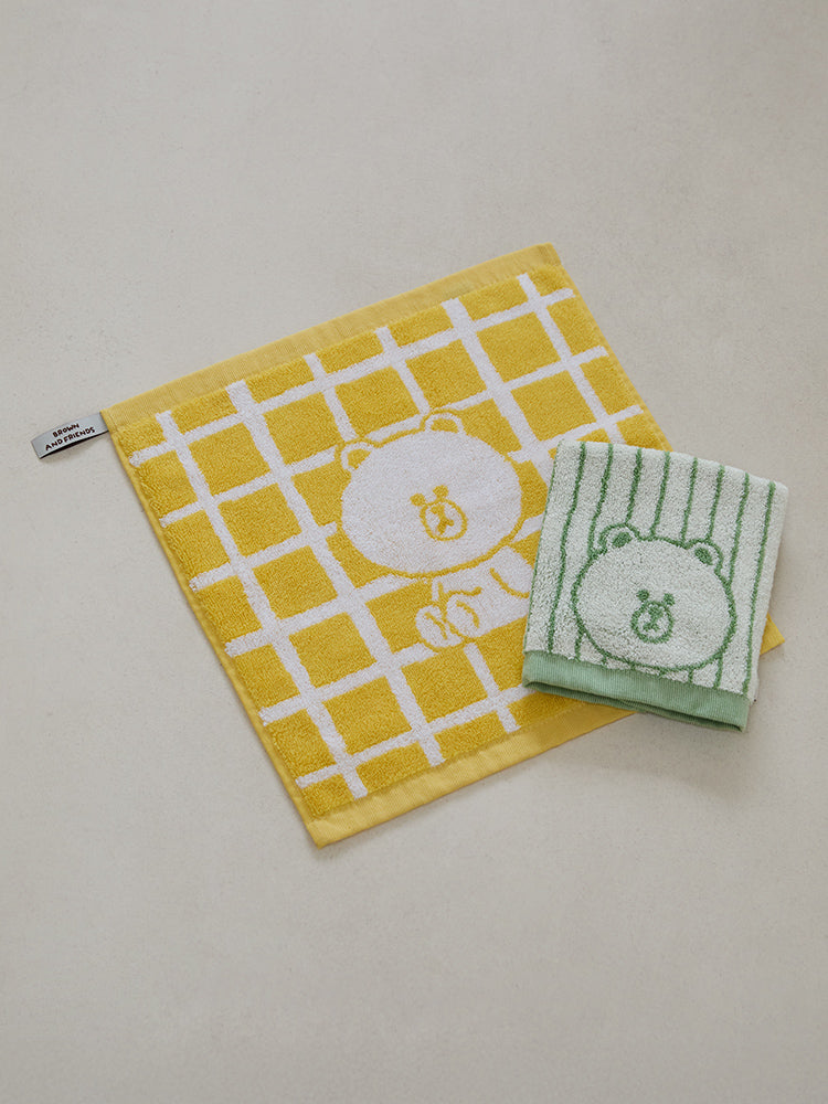 LINE FRIENDS | SONGWOL ベーシックハンドタオル2枚セット(YL/GR) ブラウン