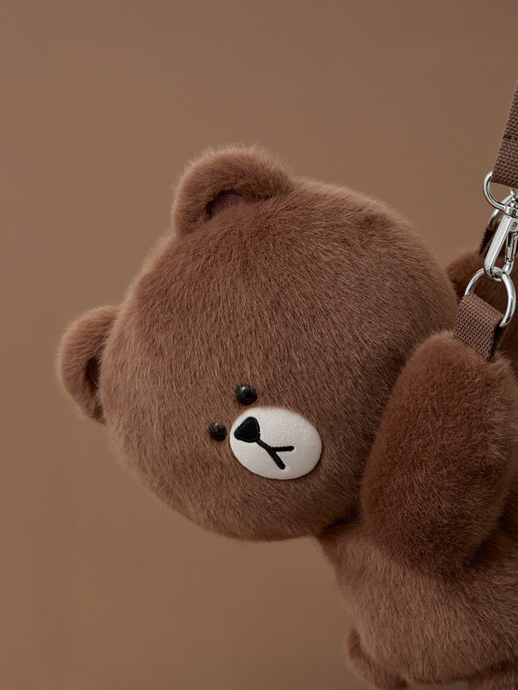 ぬいぐるみクロスバッグ(HUG BROWN) ブラウン