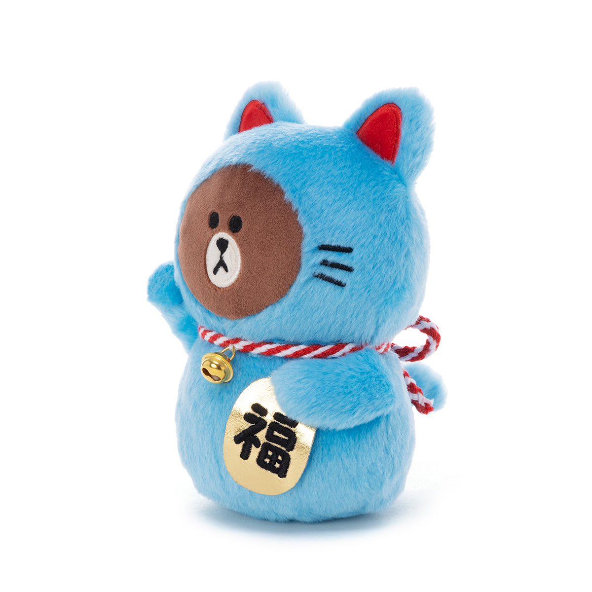 招き猫ぬいぐるみ ブルー ブラウン