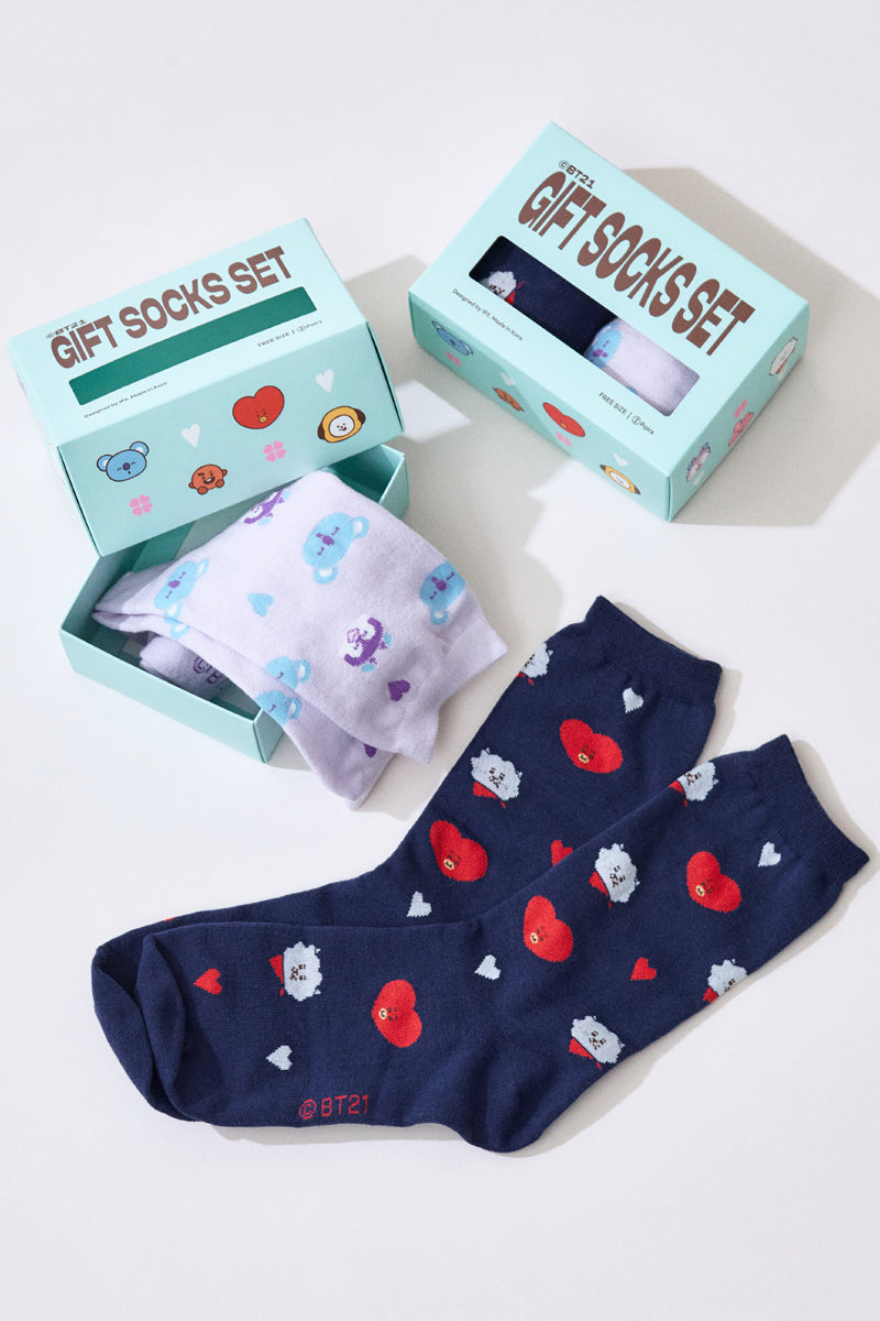 ベーシックデイリーソックス 2pギフトセット(LOVE) BT21