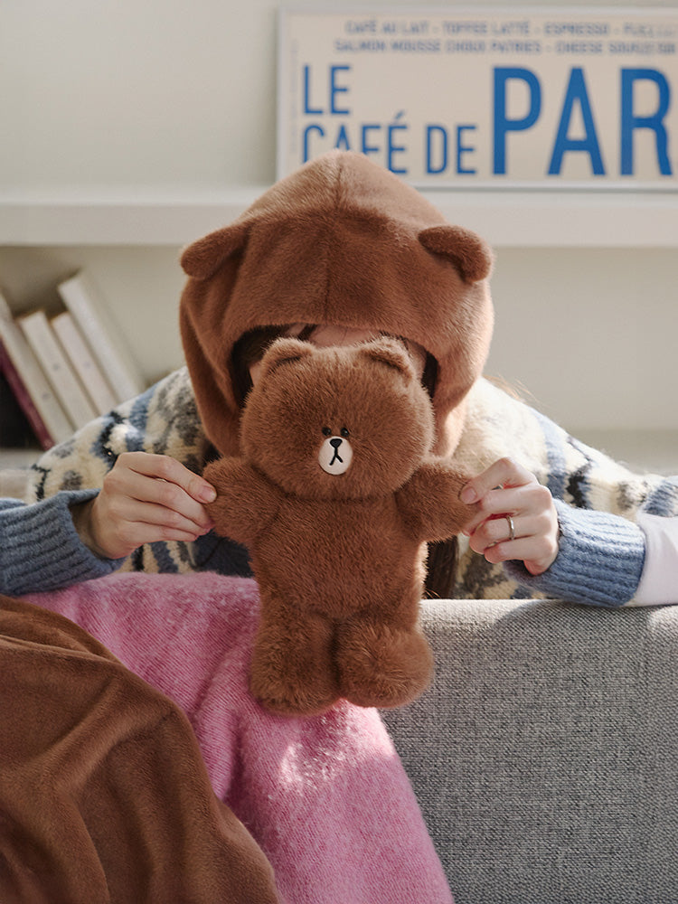 ふわもこぬいぐるみキャップ(HUG BROWN) ブラウン