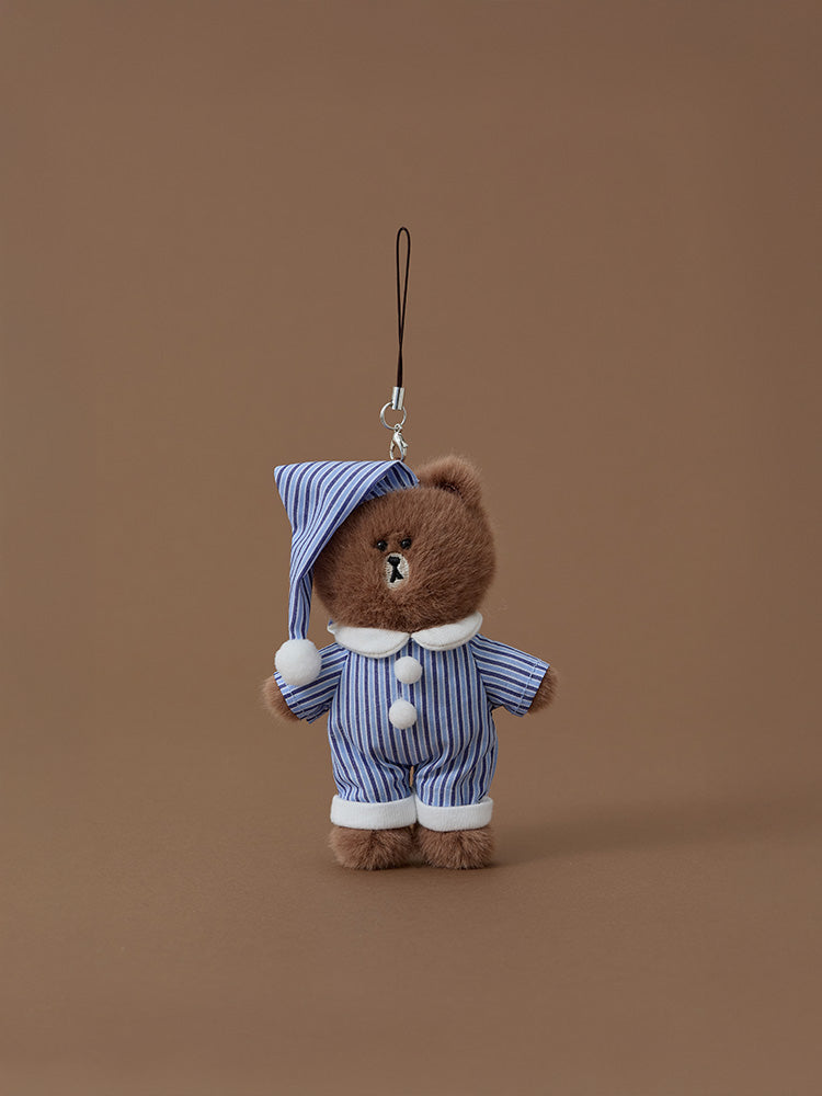 パジャマきぐるみキーリング BLUE(HUG BROWN) ブラウン