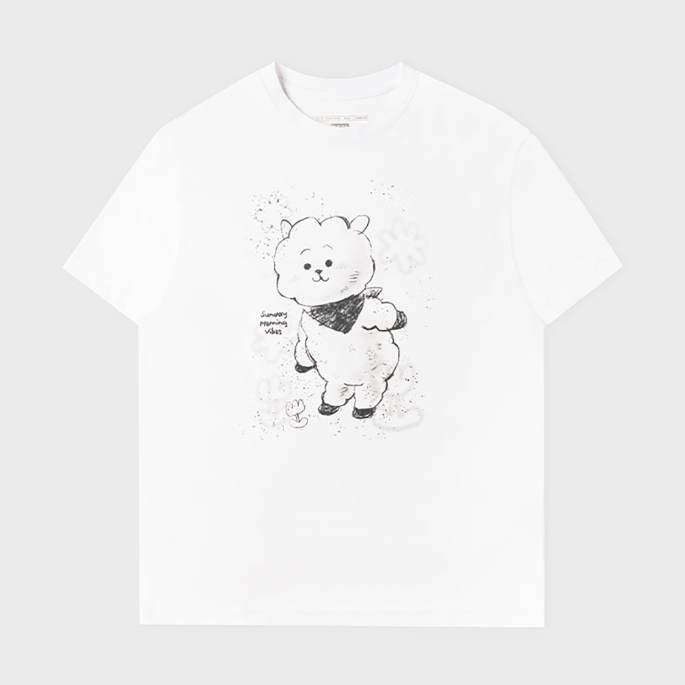 BTS TEAMTシャツ　JIN LINEFRIENDS RJパペット ♤BTS 防弾少年団 BT21 RJ アールジェイ / ジン Tシャツ 新品