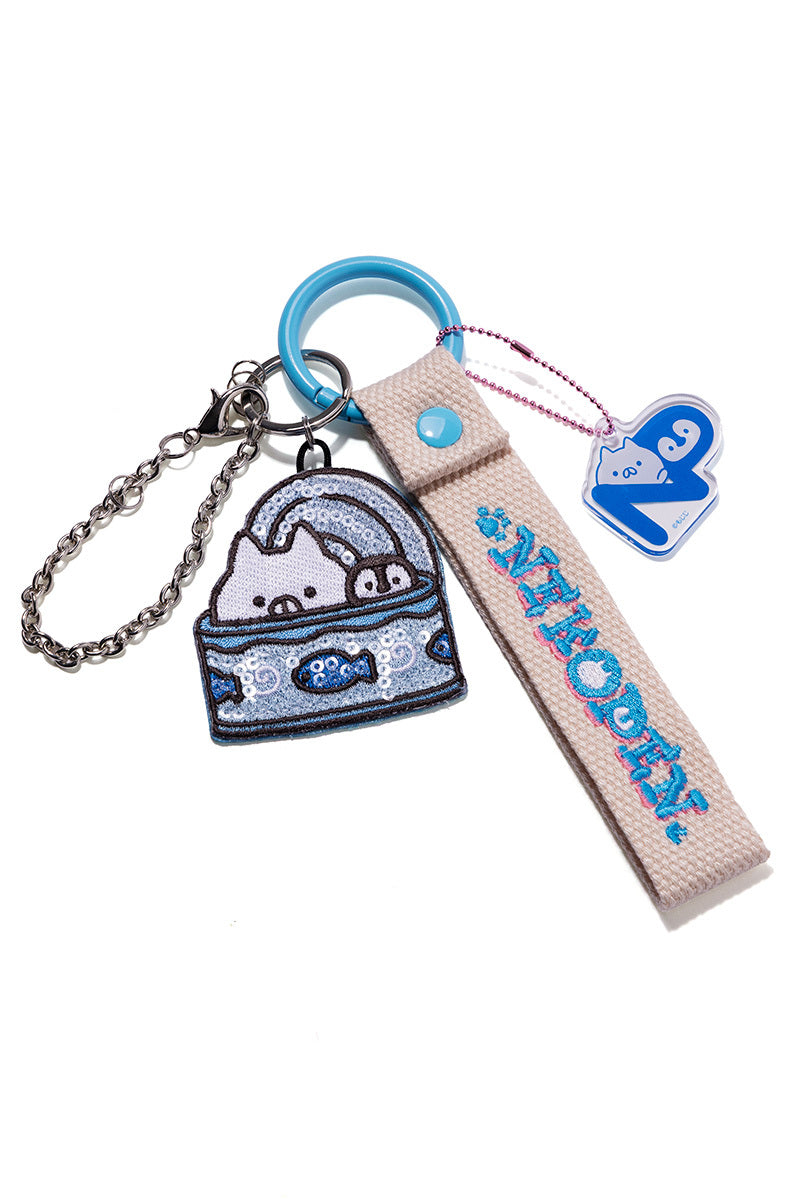 刺繍タグキーホルダー ねこぺん日和