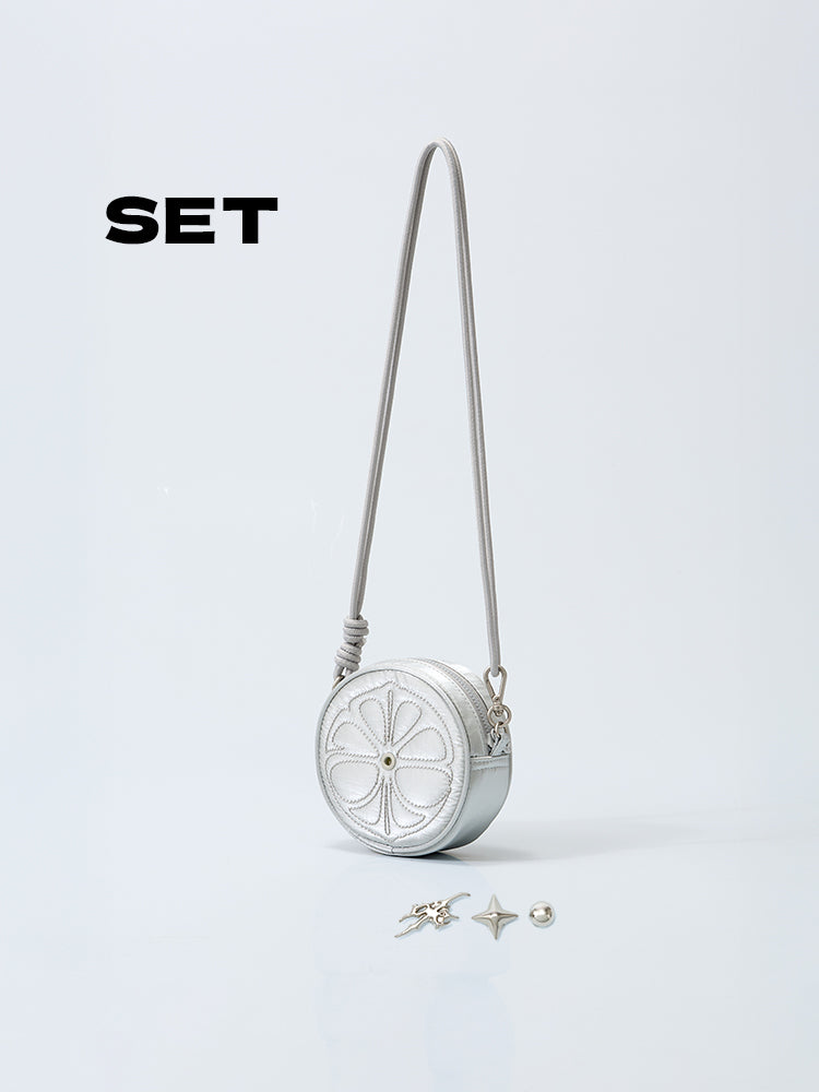 【予約販売】[coller aespa edition] LEMONADE キーリングバッグ(パールグレー)＋メタルスティコン(3個入り)セット