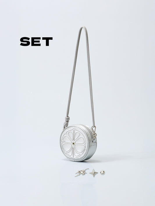 【予約販売】[coller aespa edition] LEMONADE キーリングバッグ(パールグレー)＋メタルスティコン(3個入り)セット