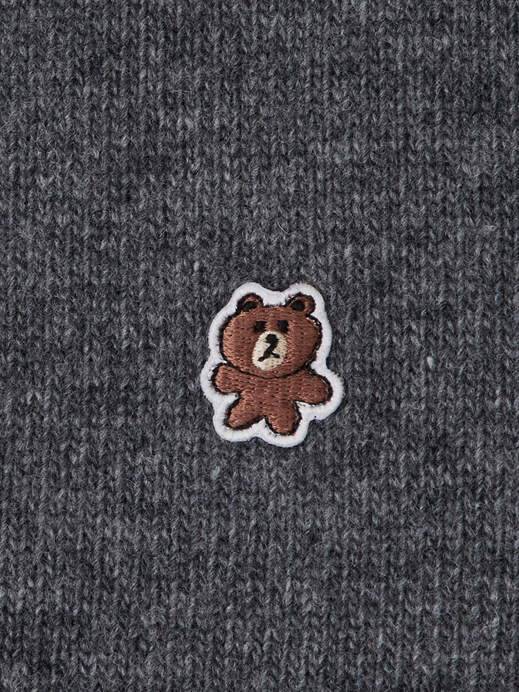 ワッペン付きセーター グレー(BY BROWN) ブラウン