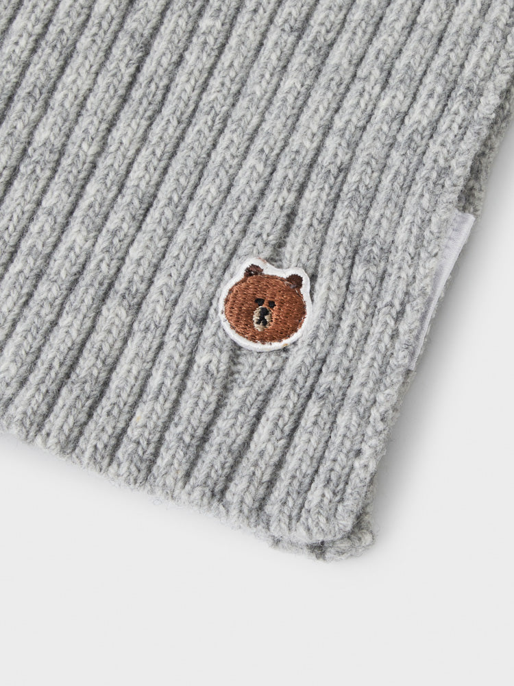 ショートマフラー グレー(BY BROWN) ブラウン